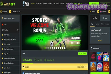Weltbet Casino Desktop View