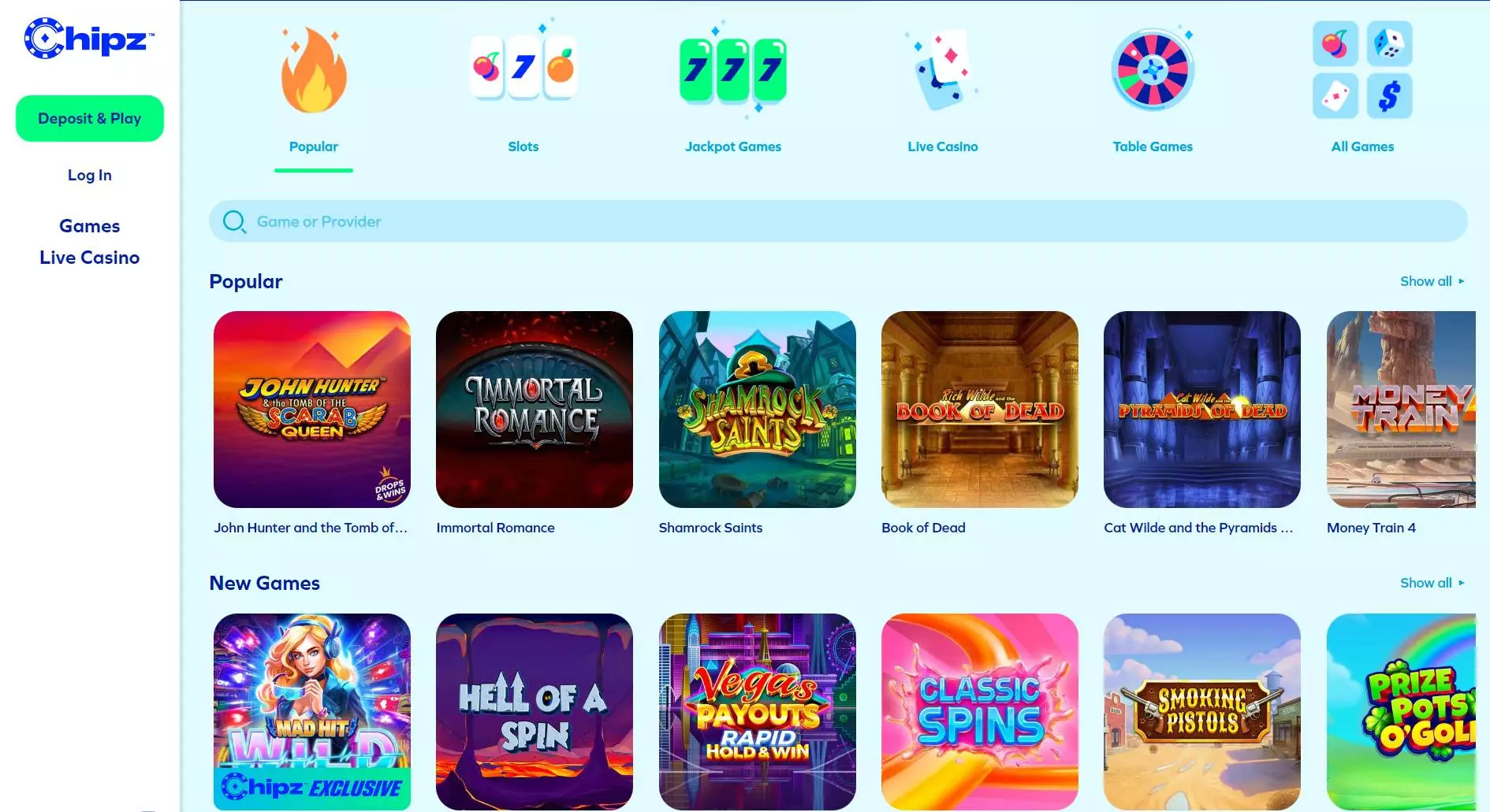 Chipz Casino Slot Games