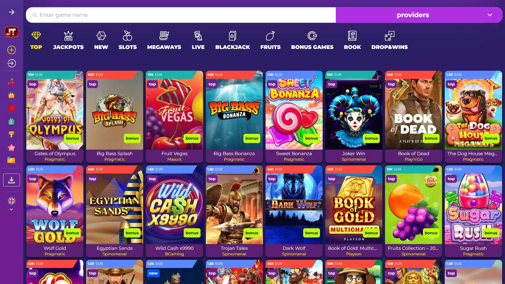 Jacktop Casino Top Games