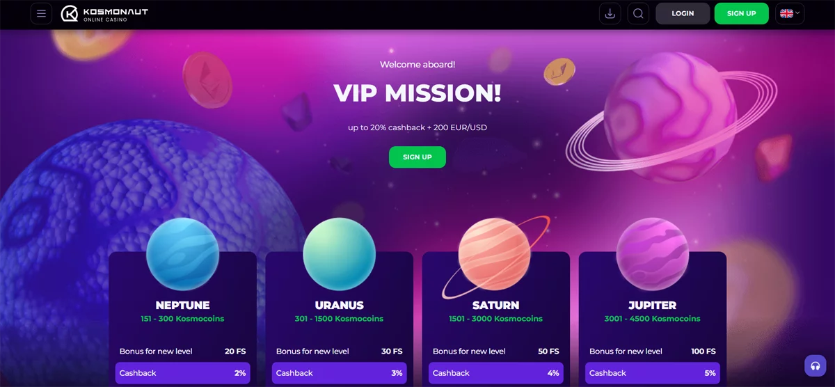 Kosmonaut Casino VIP Program