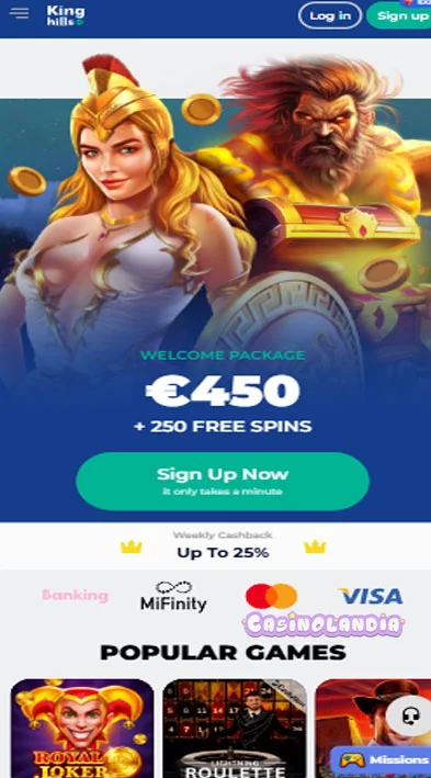 Kinghills Casino Mobile View