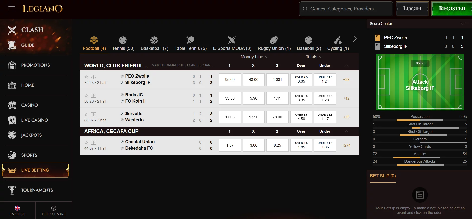 Legiano Casino Live Betting