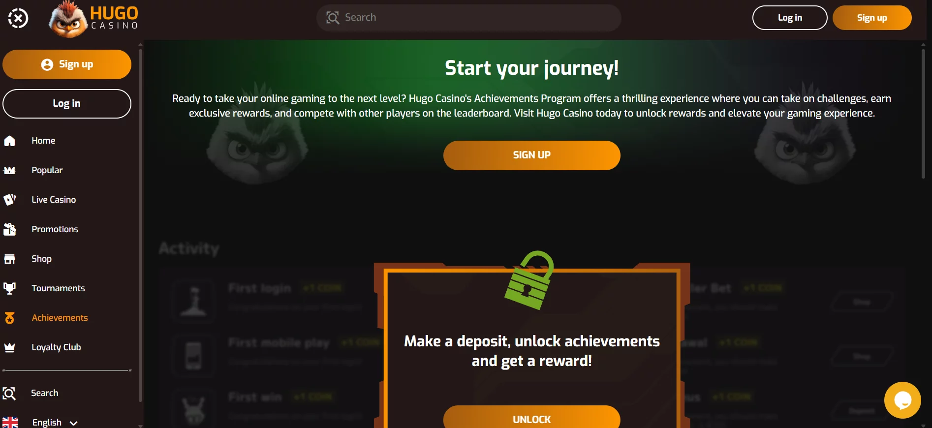 Hugo Casino Achievements Program