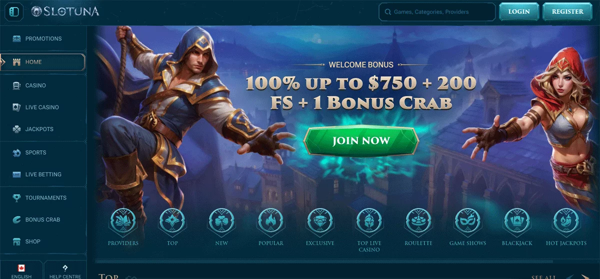 Slotuna Casino Home Page