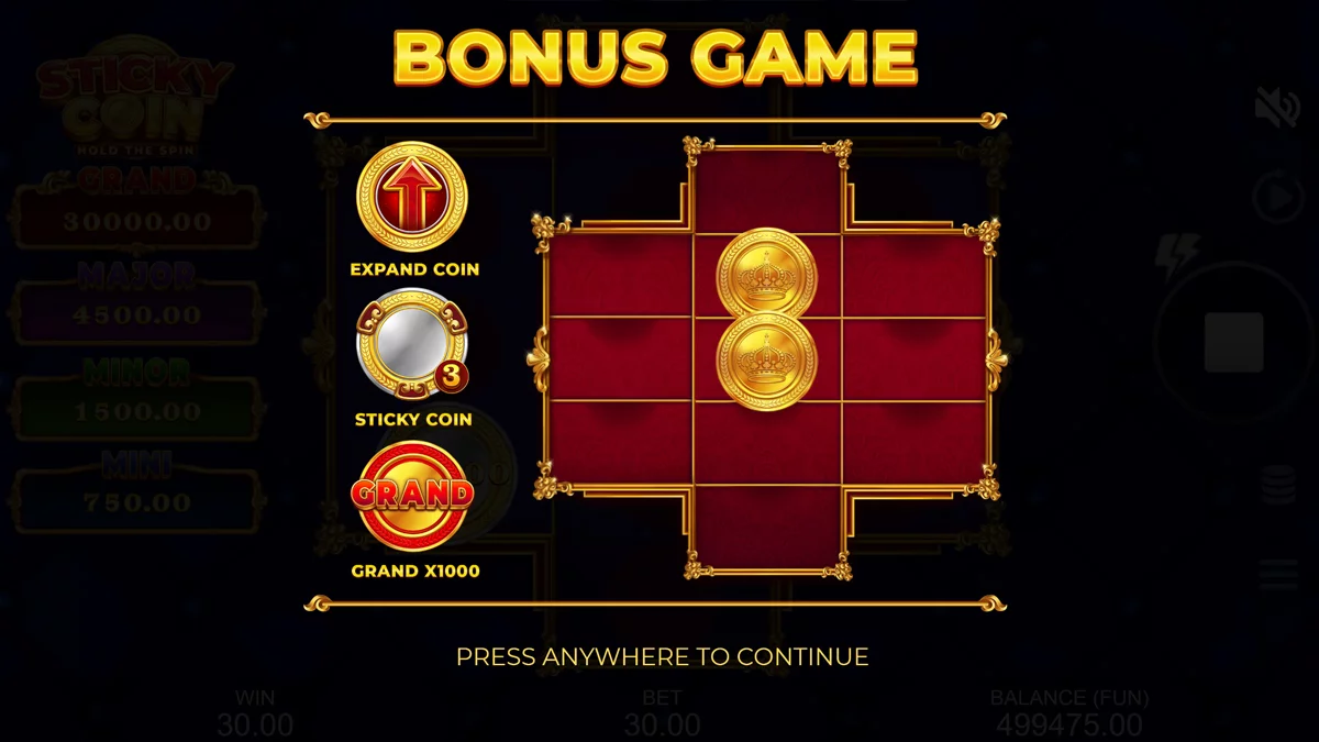 Sticky Coin Bonus Game