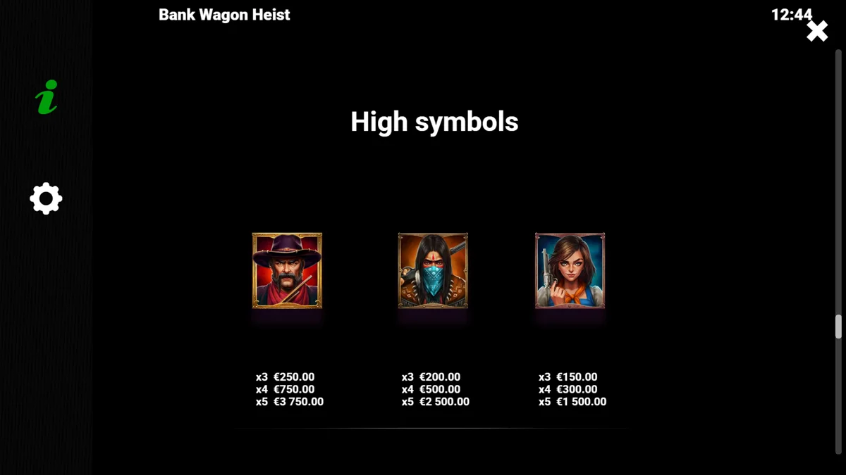 Bank Wagon Heist High Paytable Symbols
