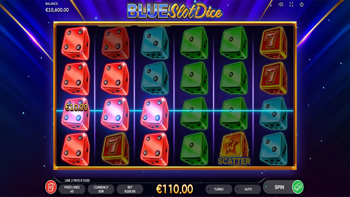 Blue Slot Dice Win3