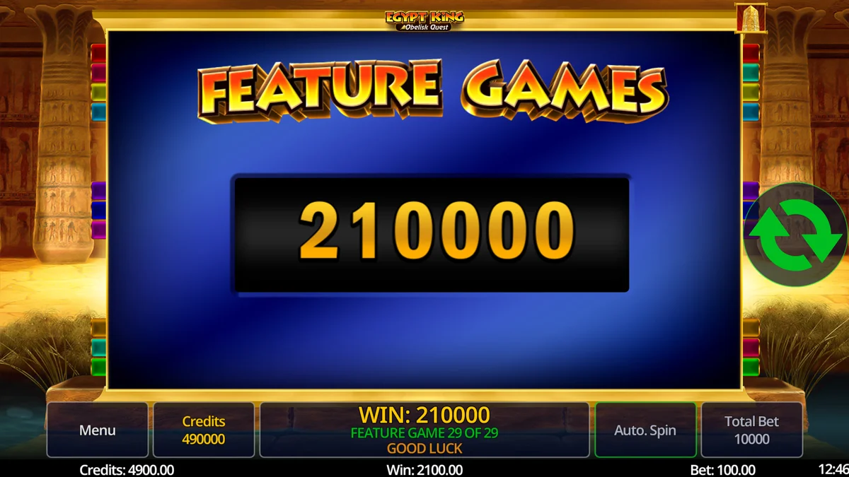 Egypt King Obelisk Quest Free Spins Round Win