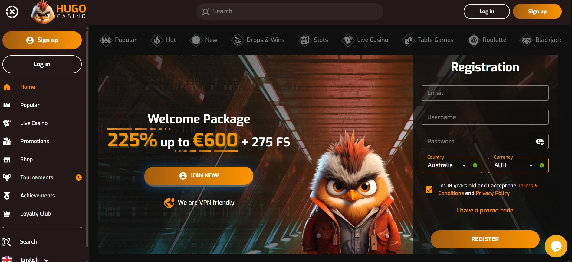 Hugo Casino Registration