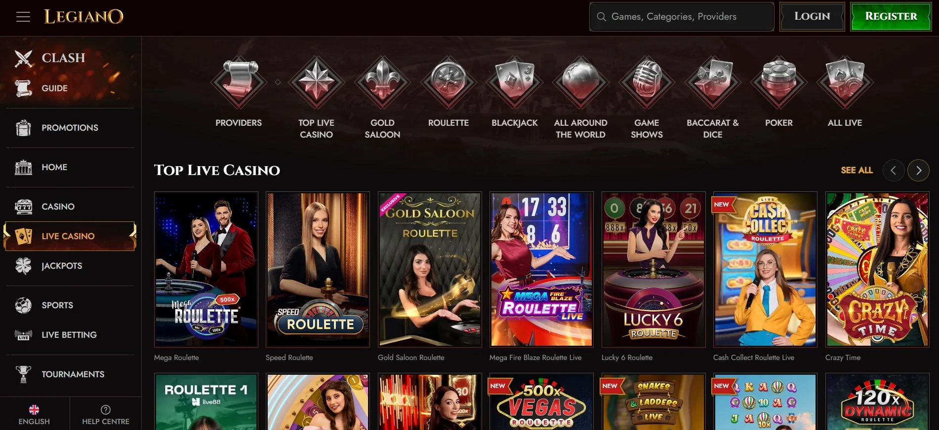 Legiano Casino Live Casino