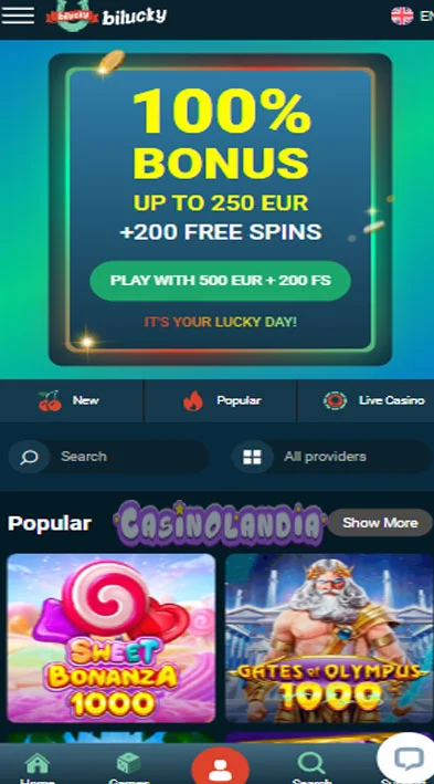 Bilucky Casino Mobile View