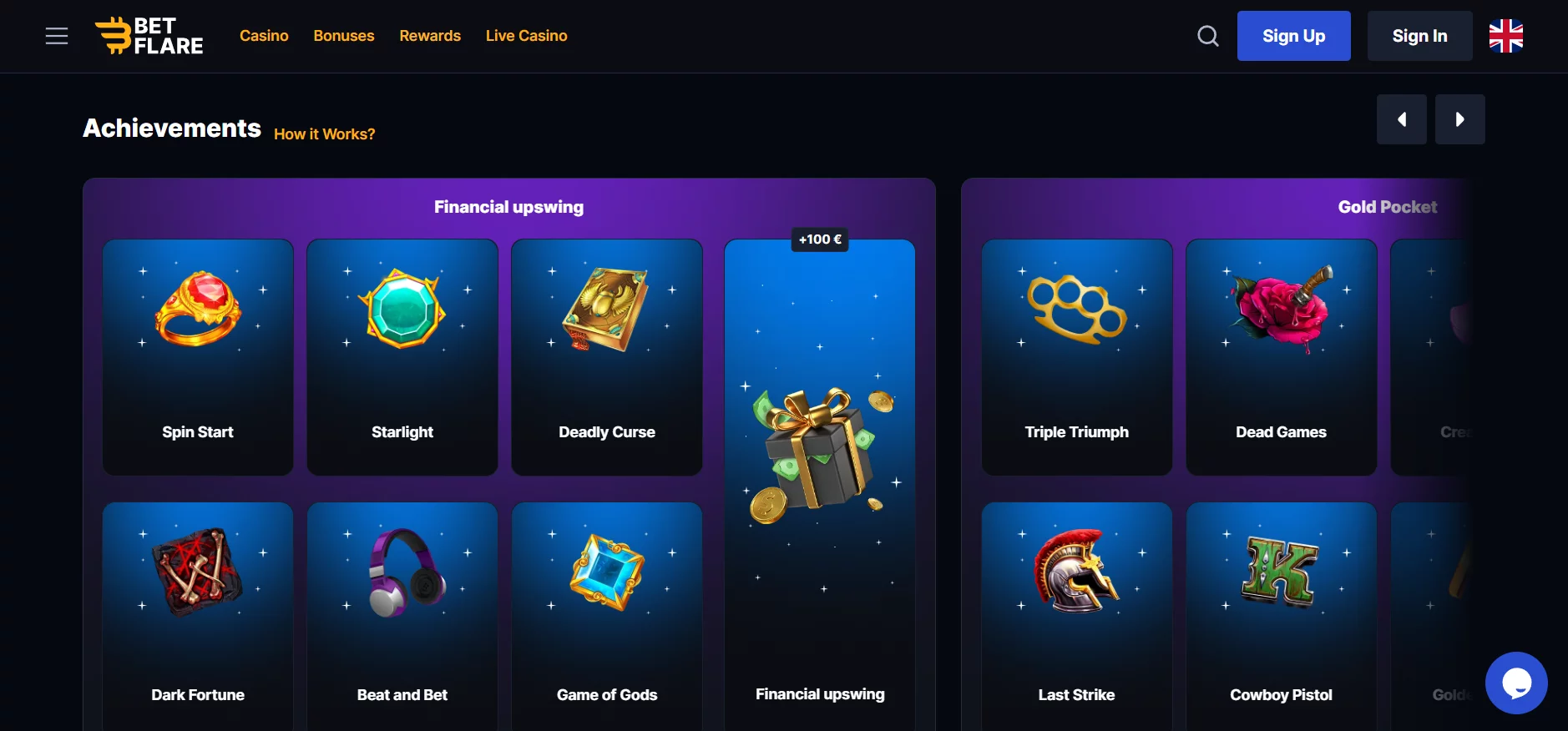 Betflare Casino Achievements