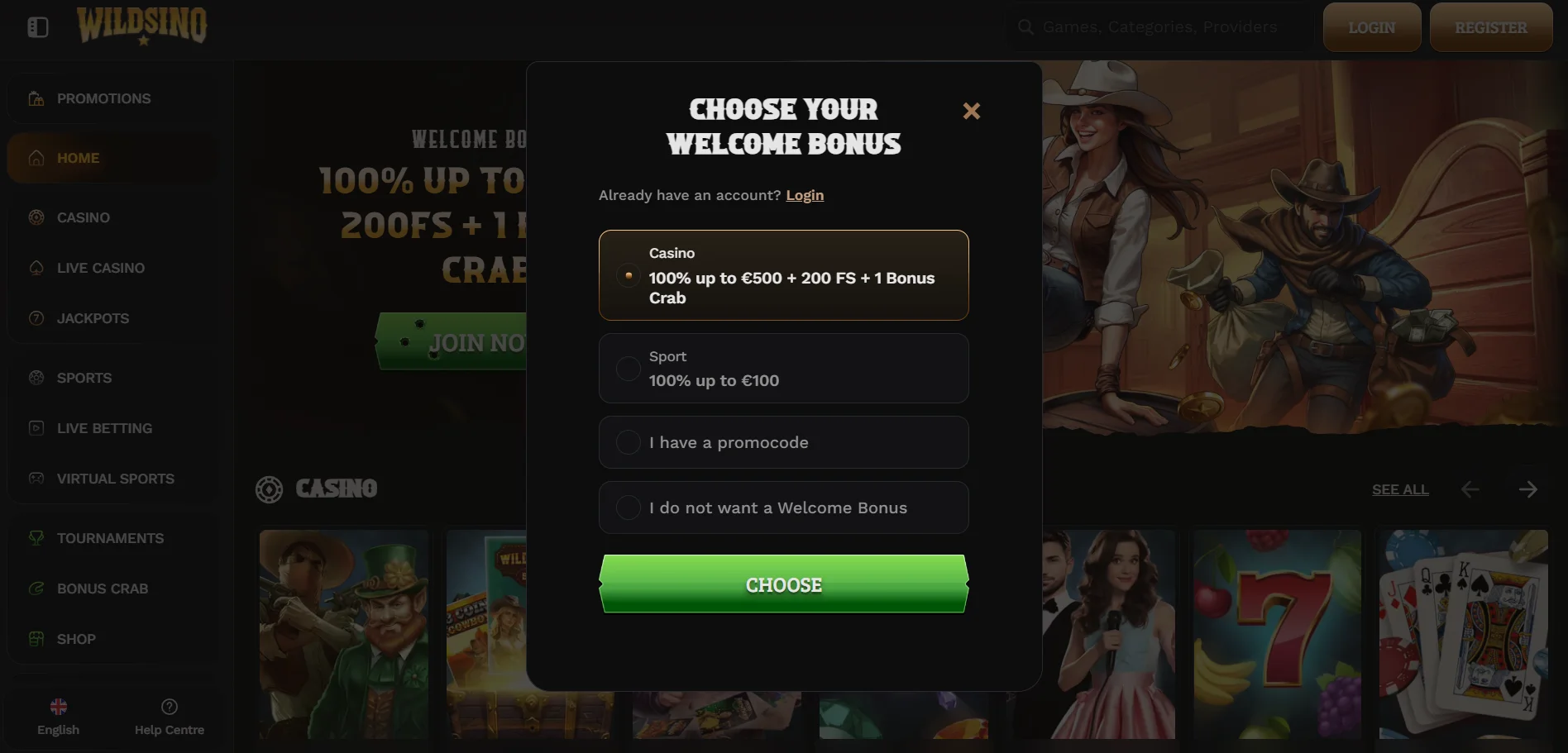 Wildsino Casino Registration