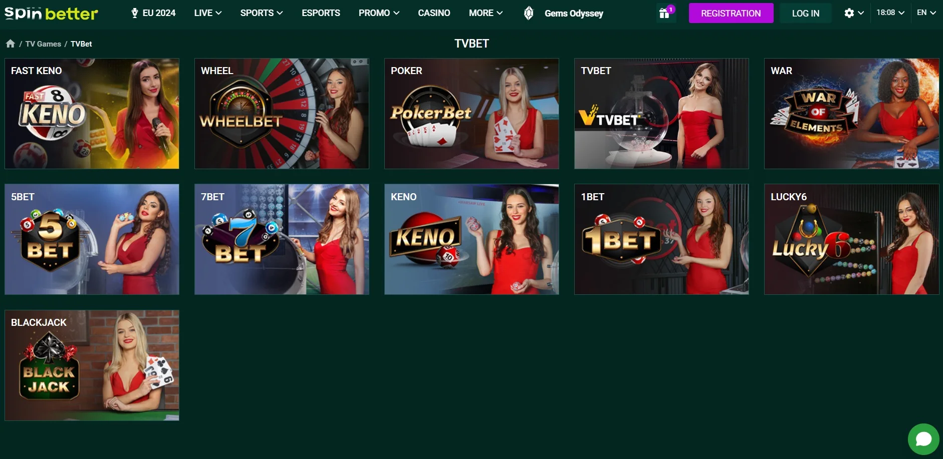 SpinBetter Casino TV Games