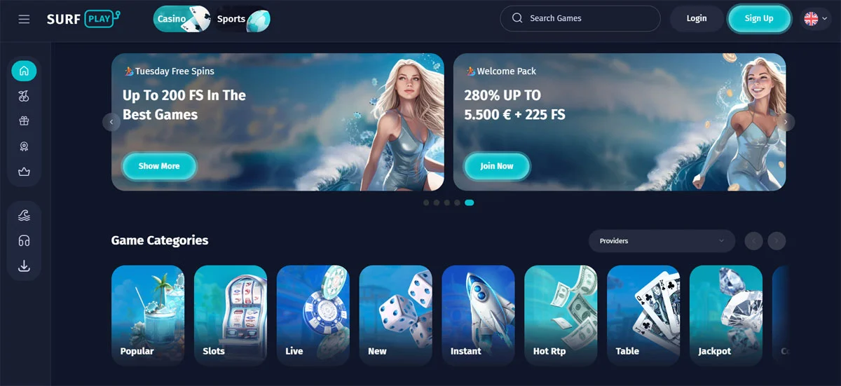 Surfplay Casino Homepage