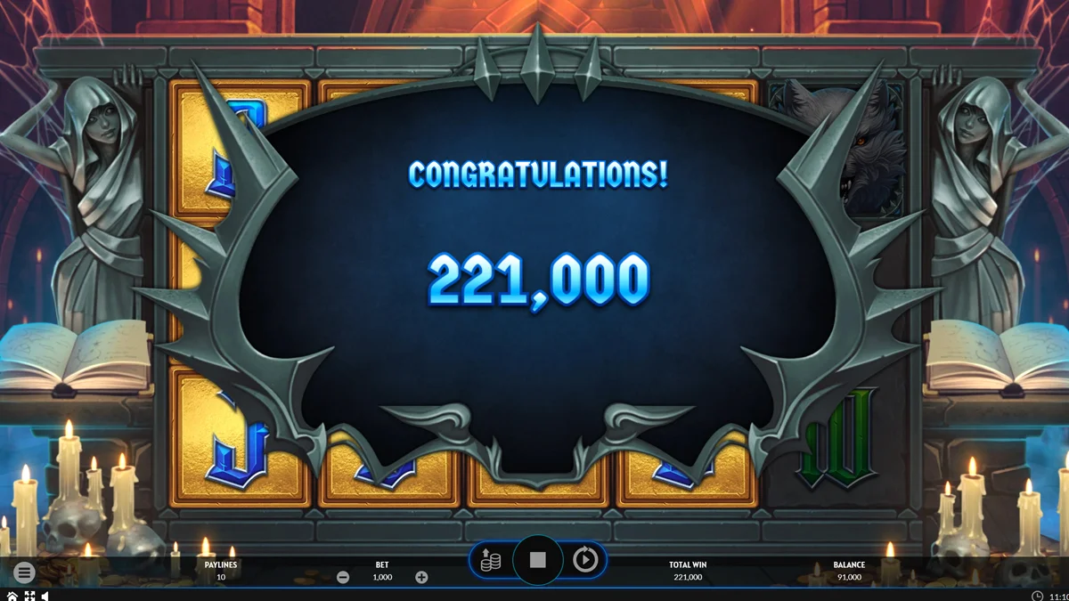 The Warlock's Book Free Spins Round Win