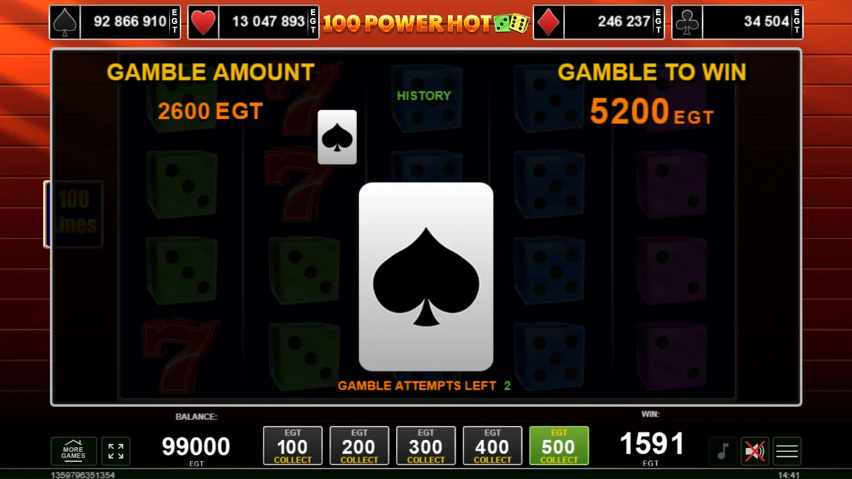 100 Power Hot Dice Gamble