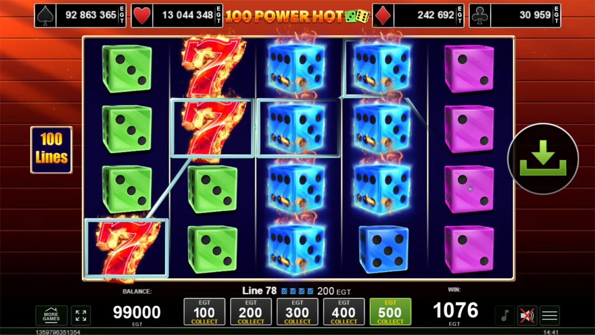 100 Power Hot Dice Win