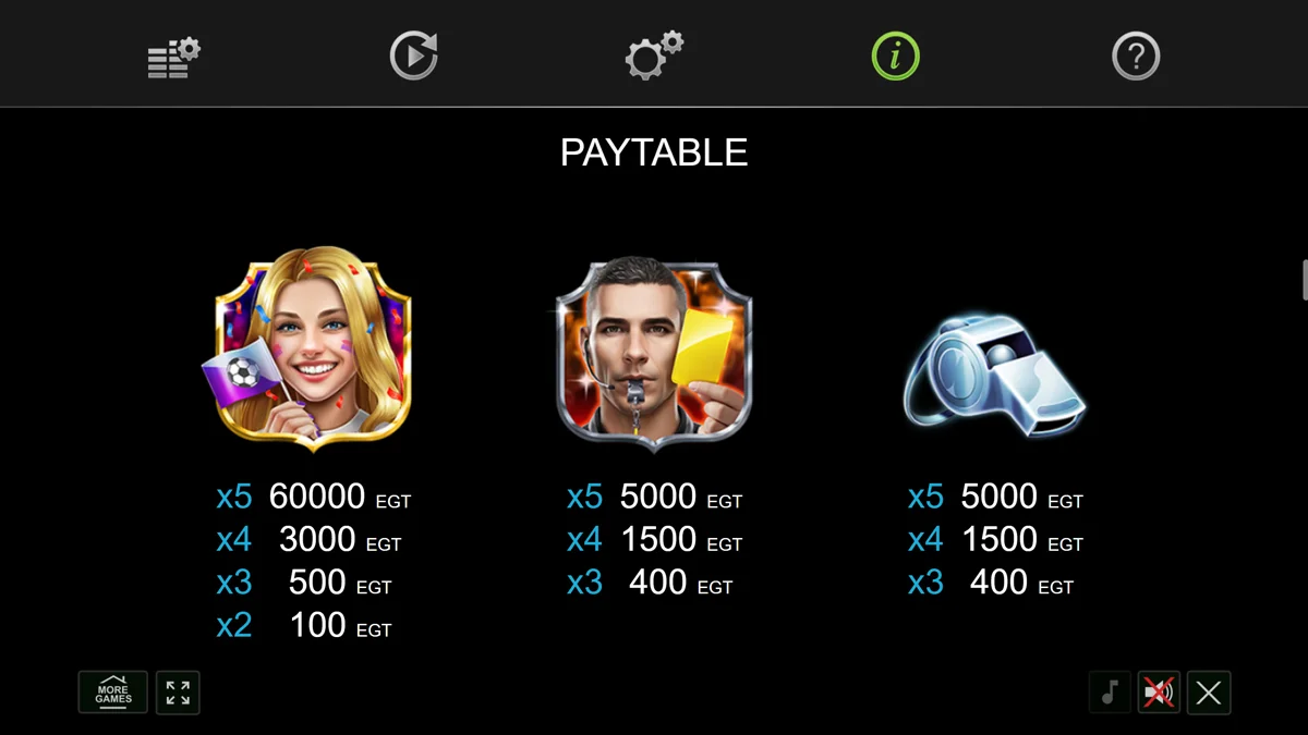 20 Wild Goals paytable