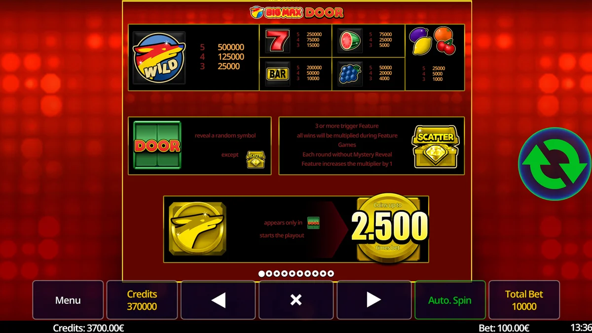 Big Max Door Paytable