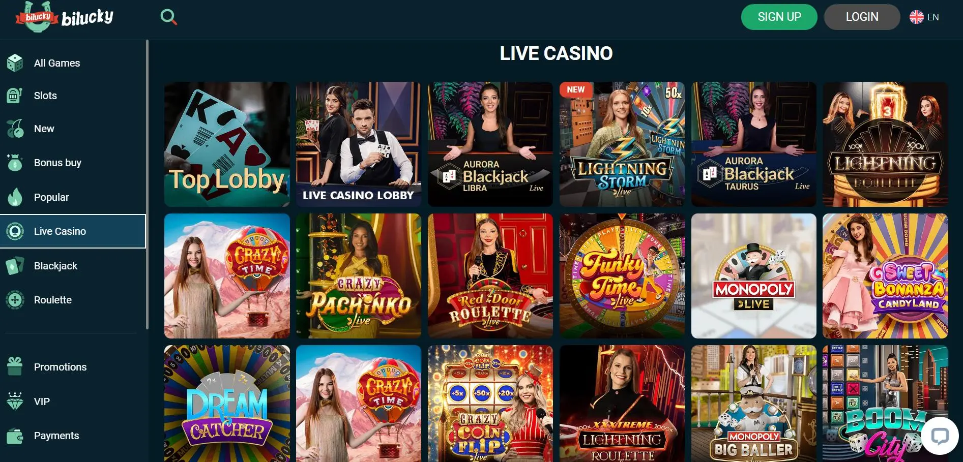 Bilucky Casino Live Casino