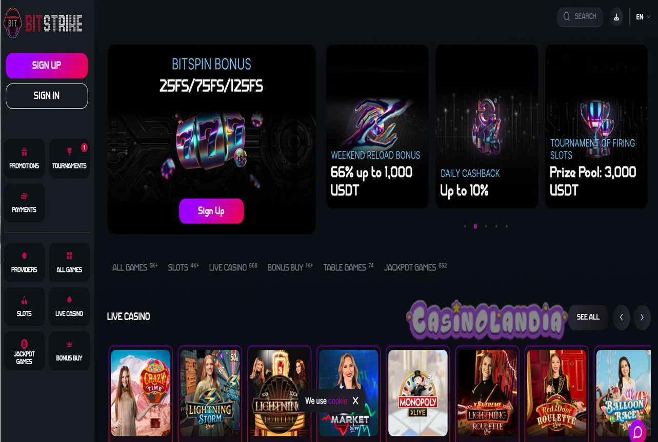 Bitstrike Casino Desktop View