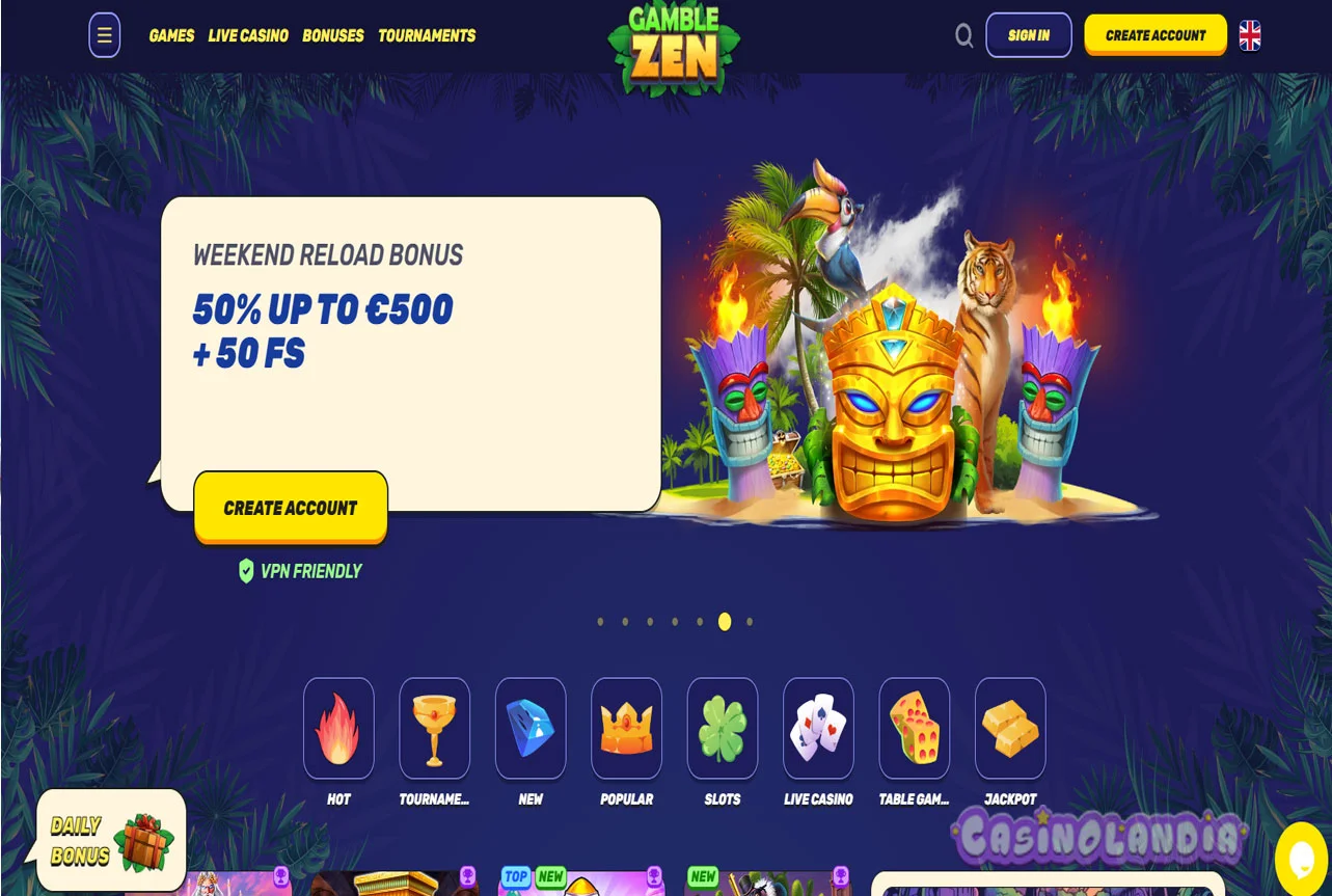 GambleZen Casino Desktop View