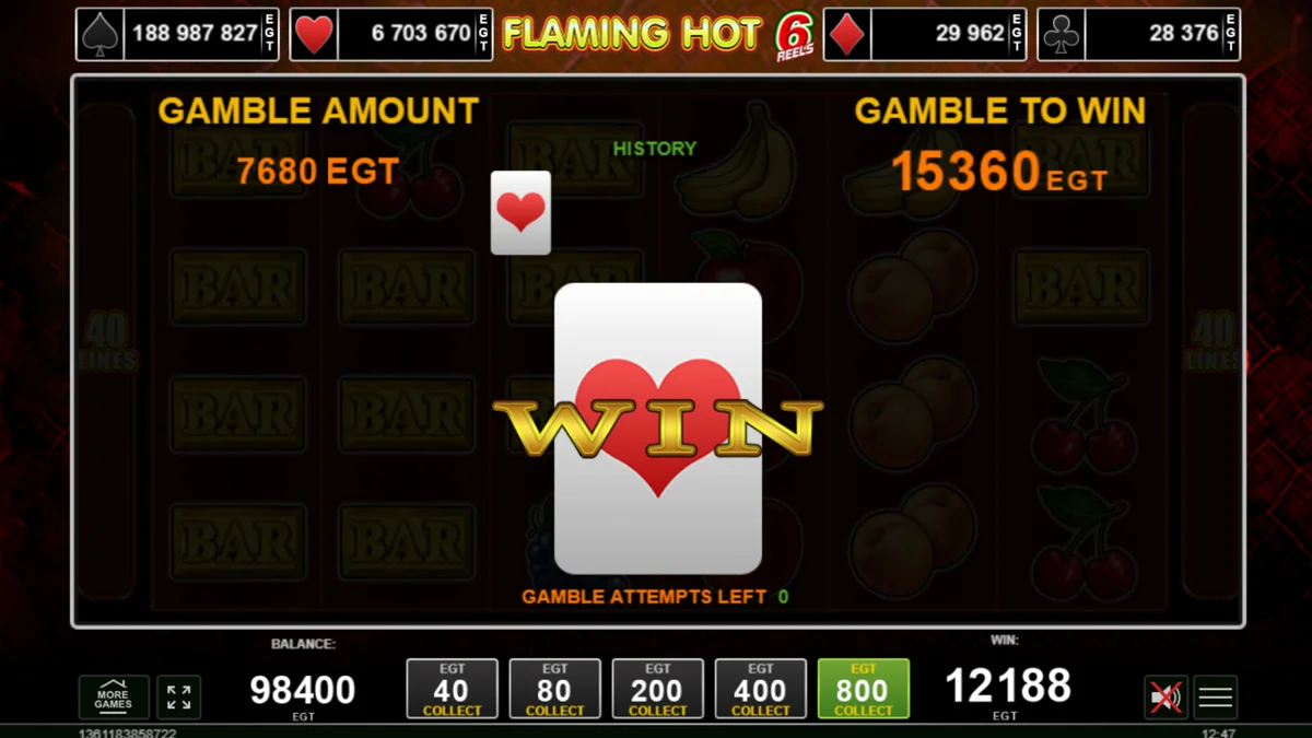 Flaming Hot 6 Reels Gamble