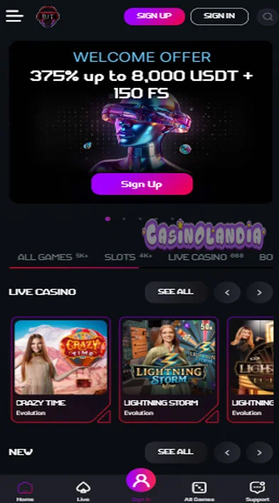 Bitstrike Casino Mobile View