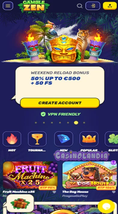 GambleZen Casino Mobile View