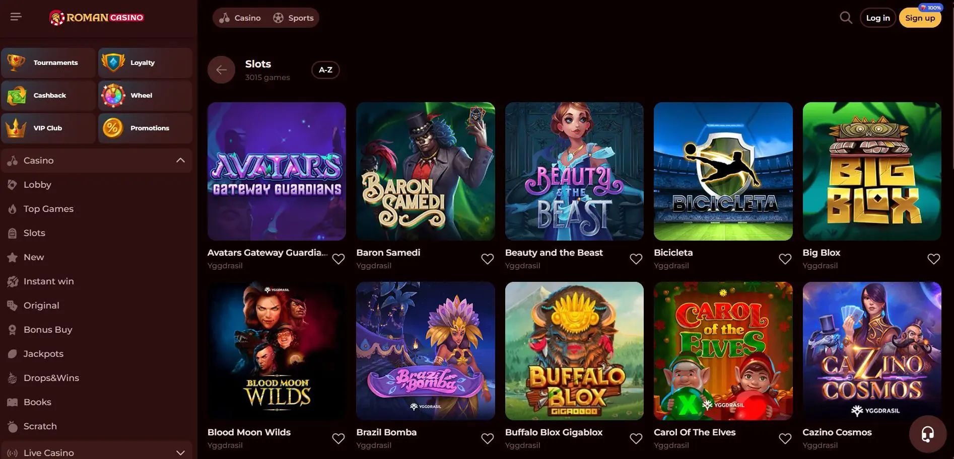Roman Casino Slots Section