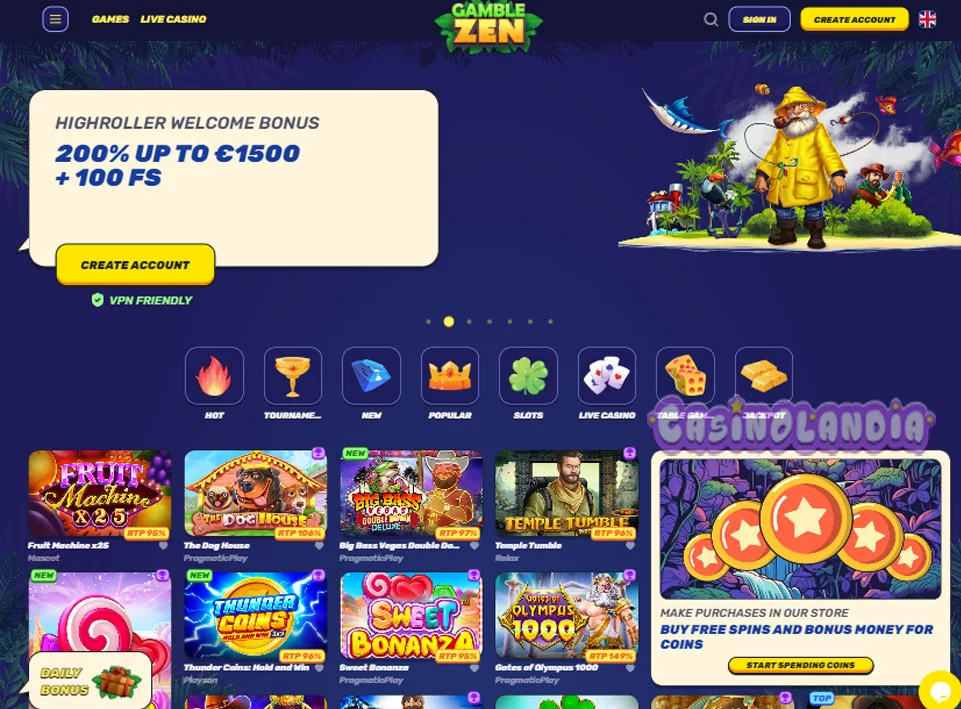 GambleZen Casino Horizontal View