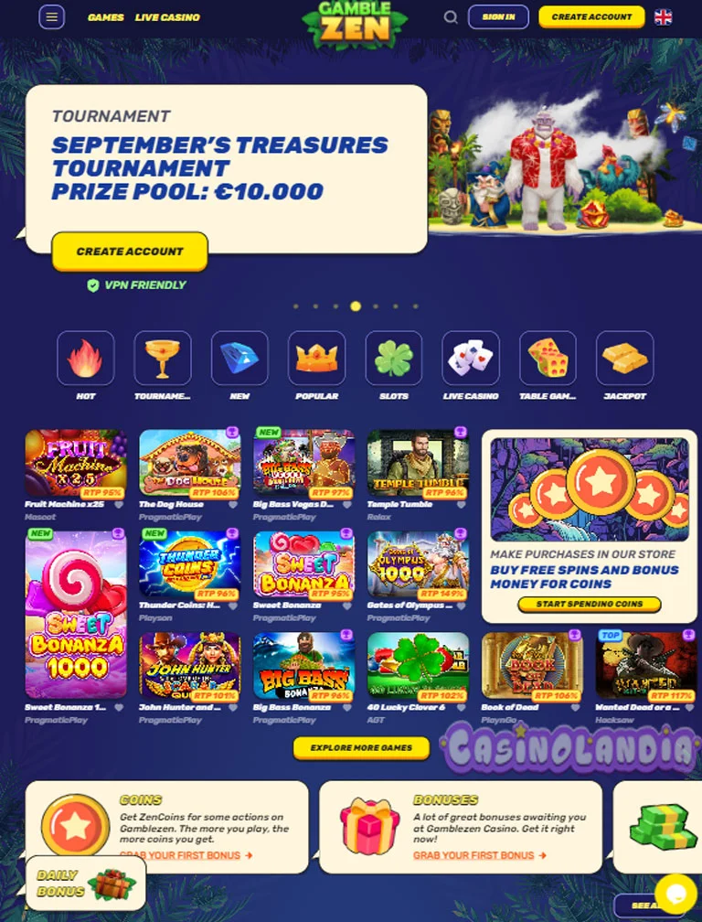 GambleZen Casino Vertical View