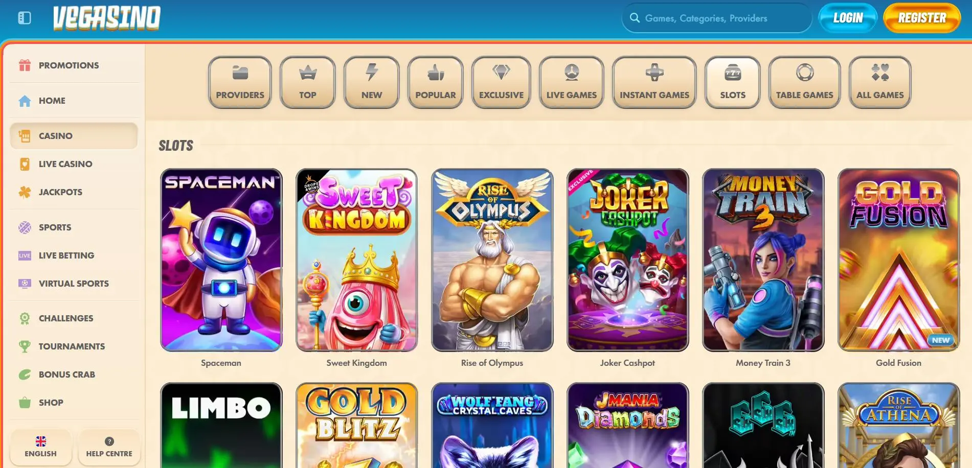Vegasino Casino Games