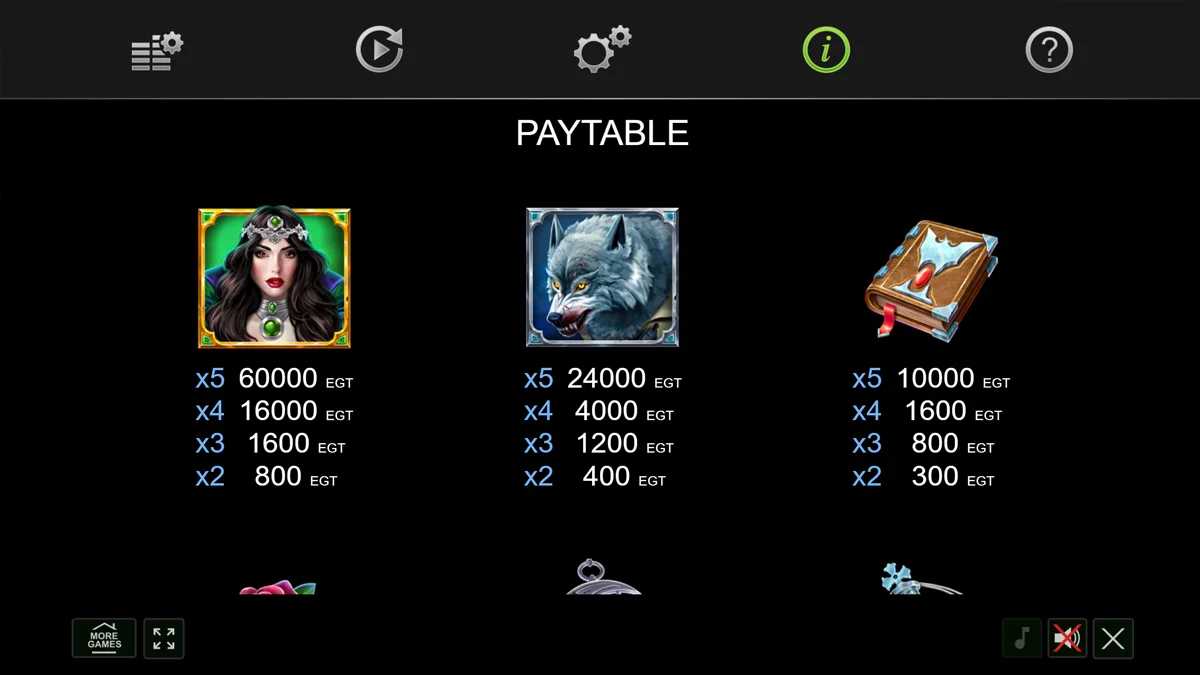 10 Vampire Bites Paytable 2