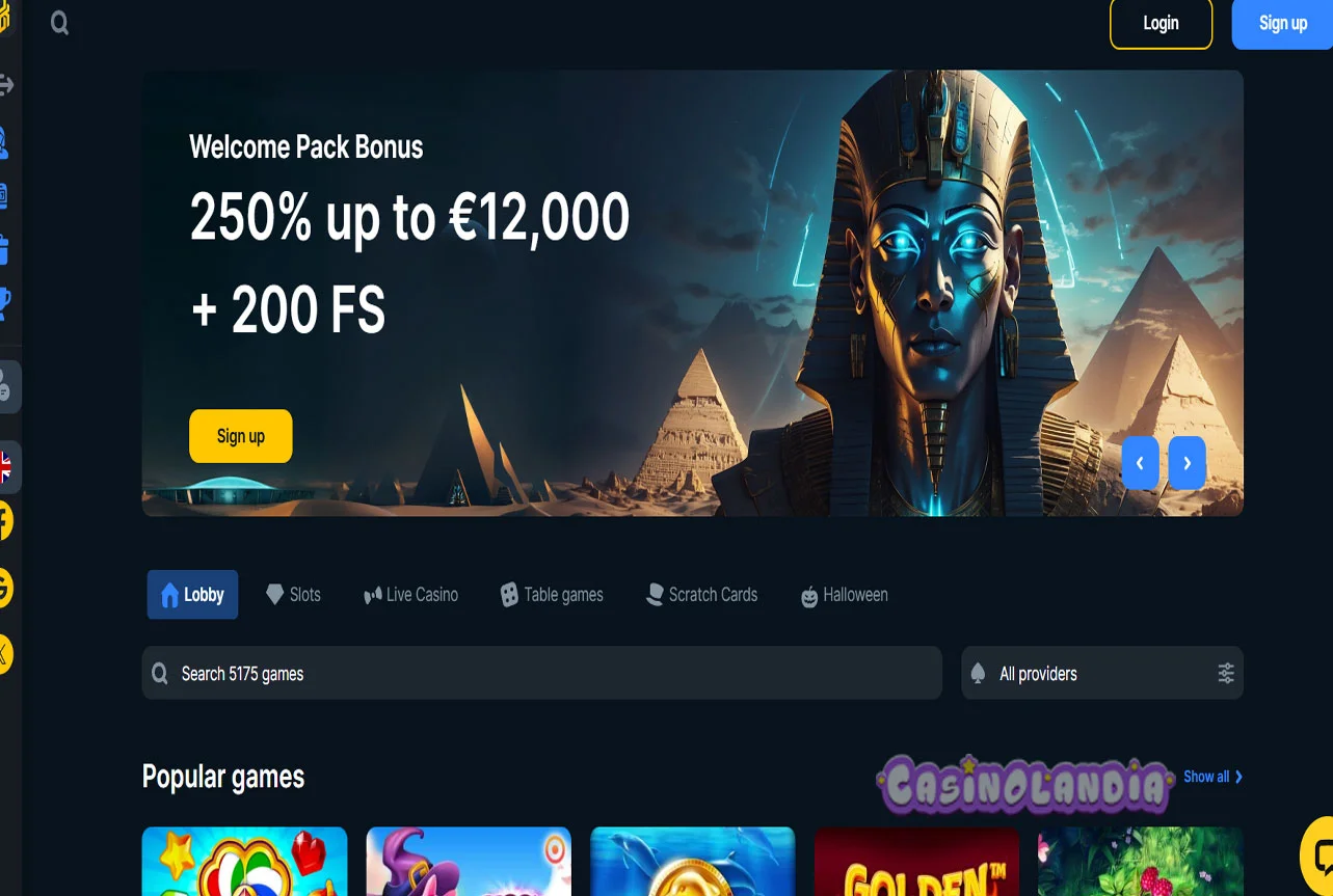 Book of Bet Casino Desktop View