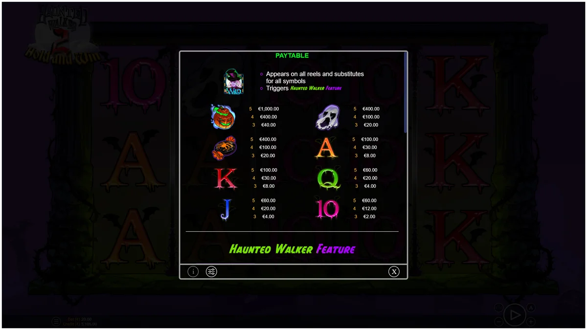 Haunted Walker 2 Paytable