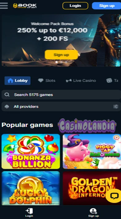 Book of Bet Casino Mobile View
