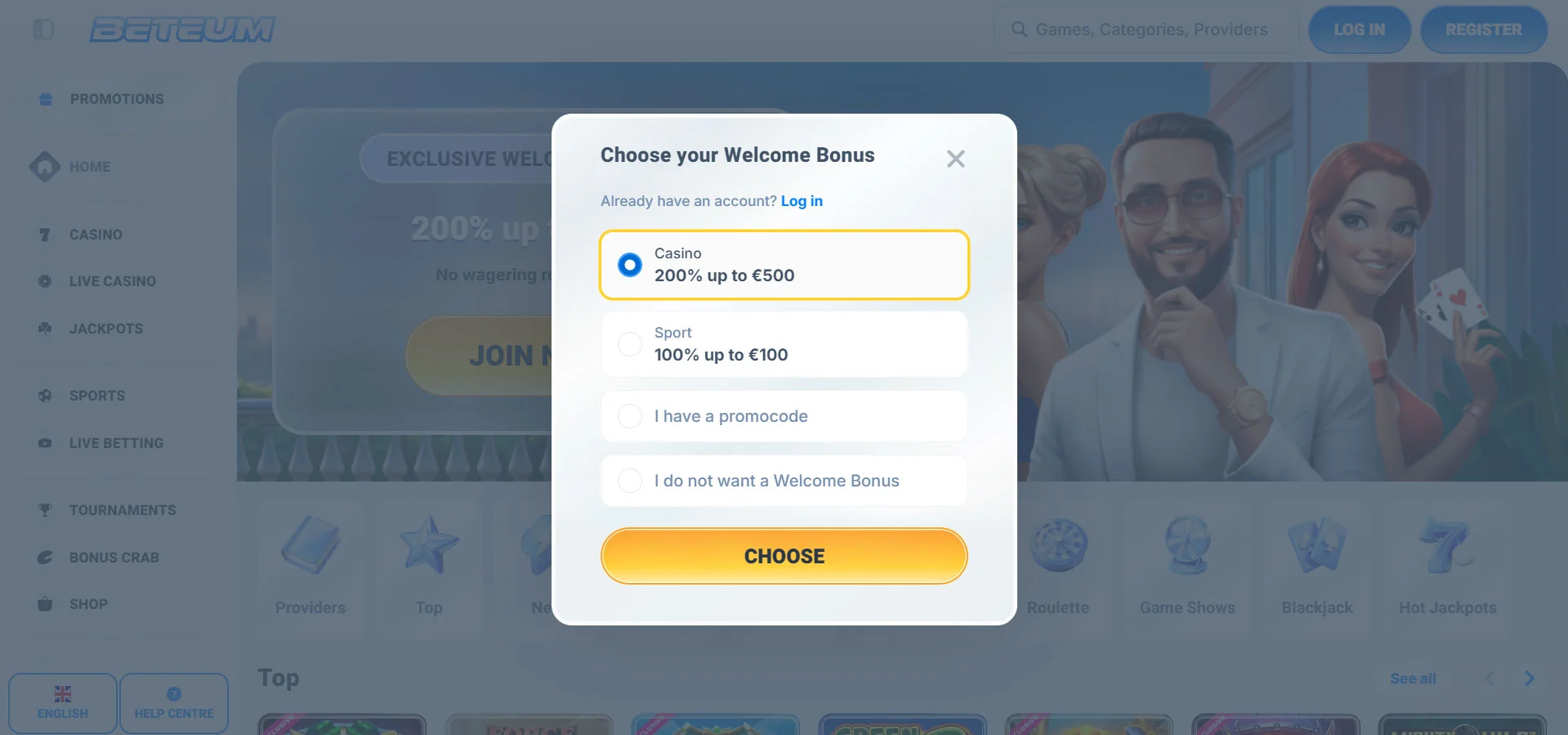 Beteum Casino Registration