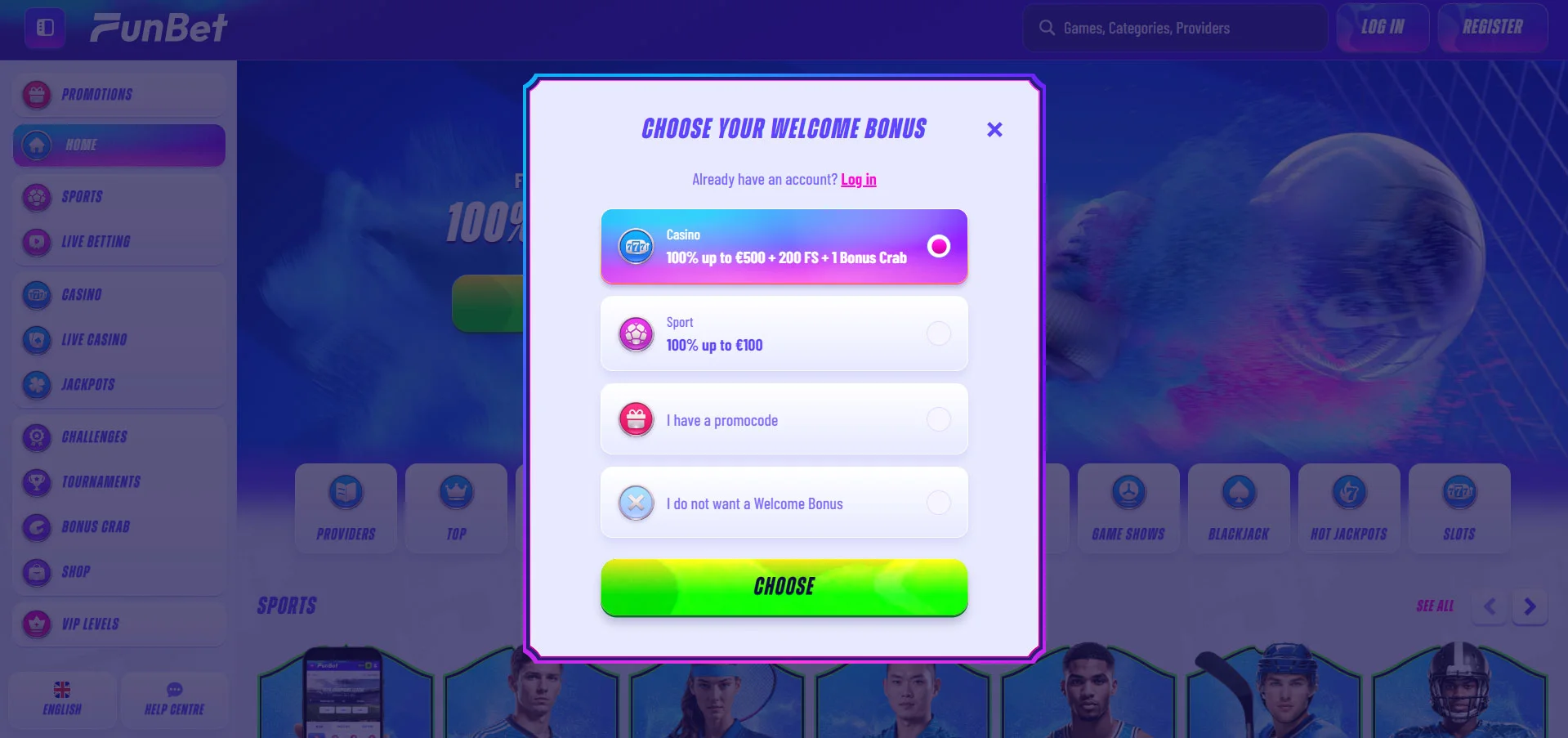 Funbet Casino Registration