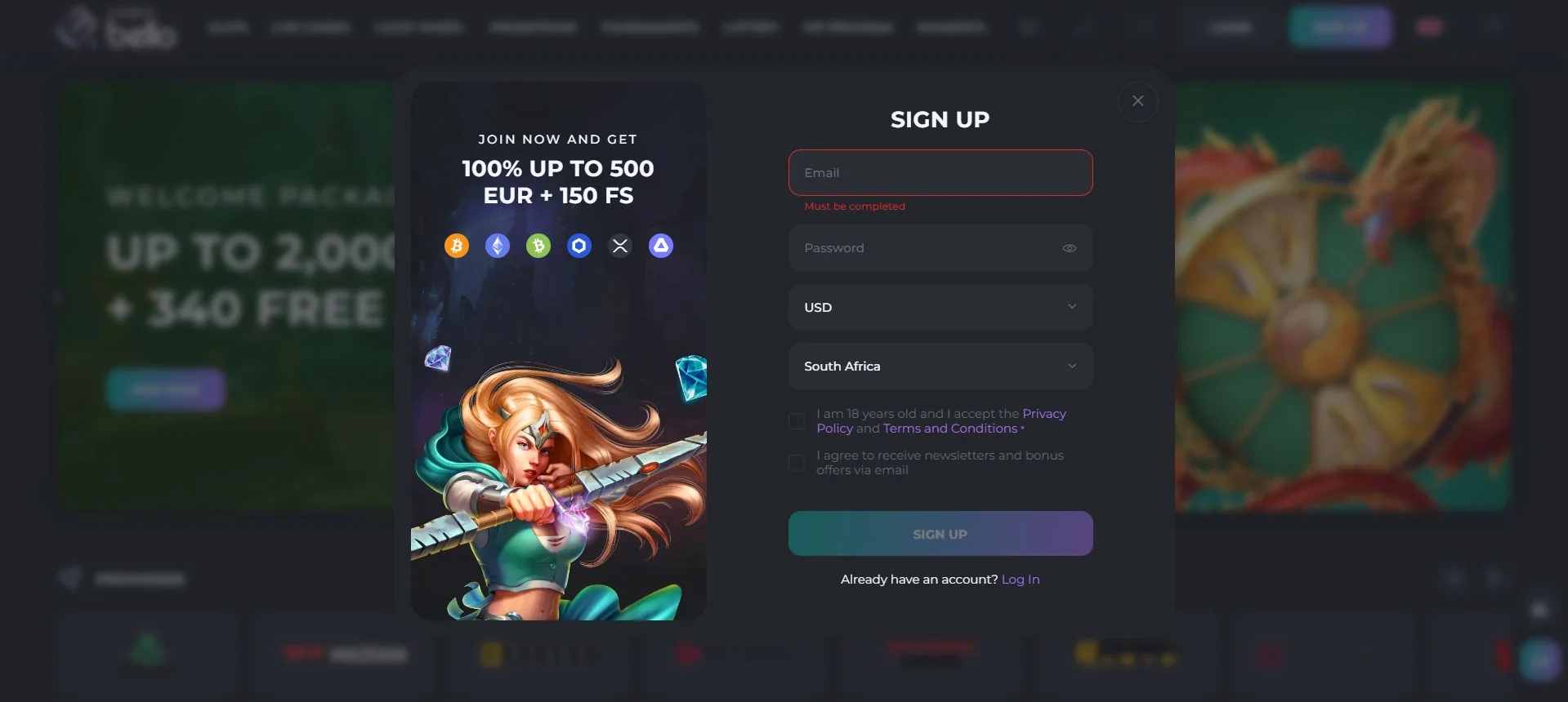 Casino Bello Registration