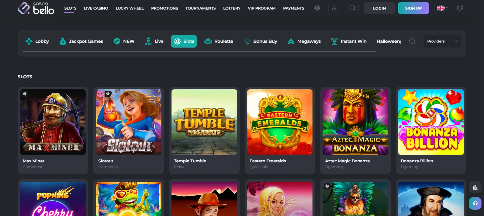 Casino Bello Slots Section