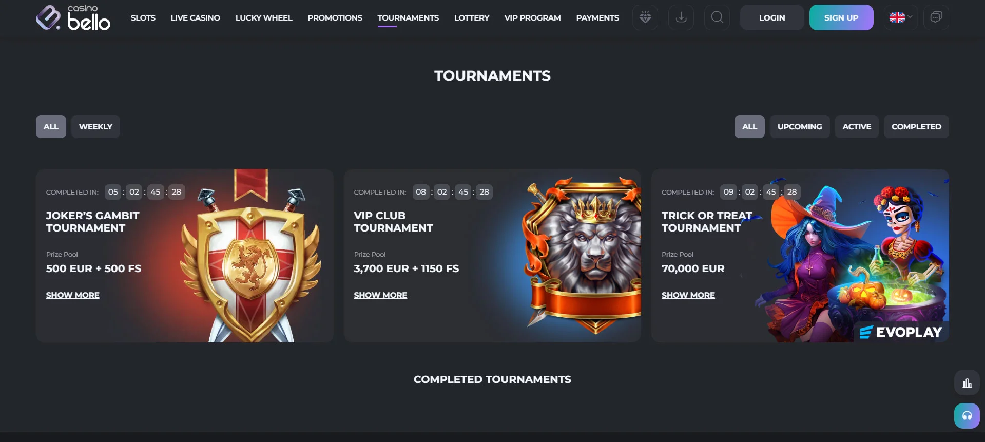 Casino Bello Tournaments