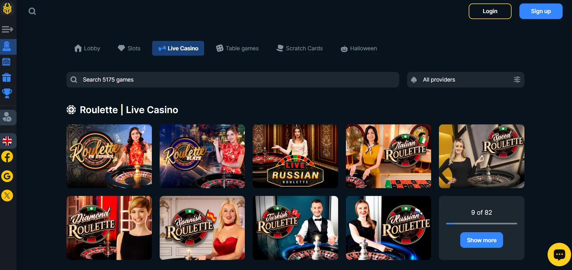 Book of bet Casino Live Games
