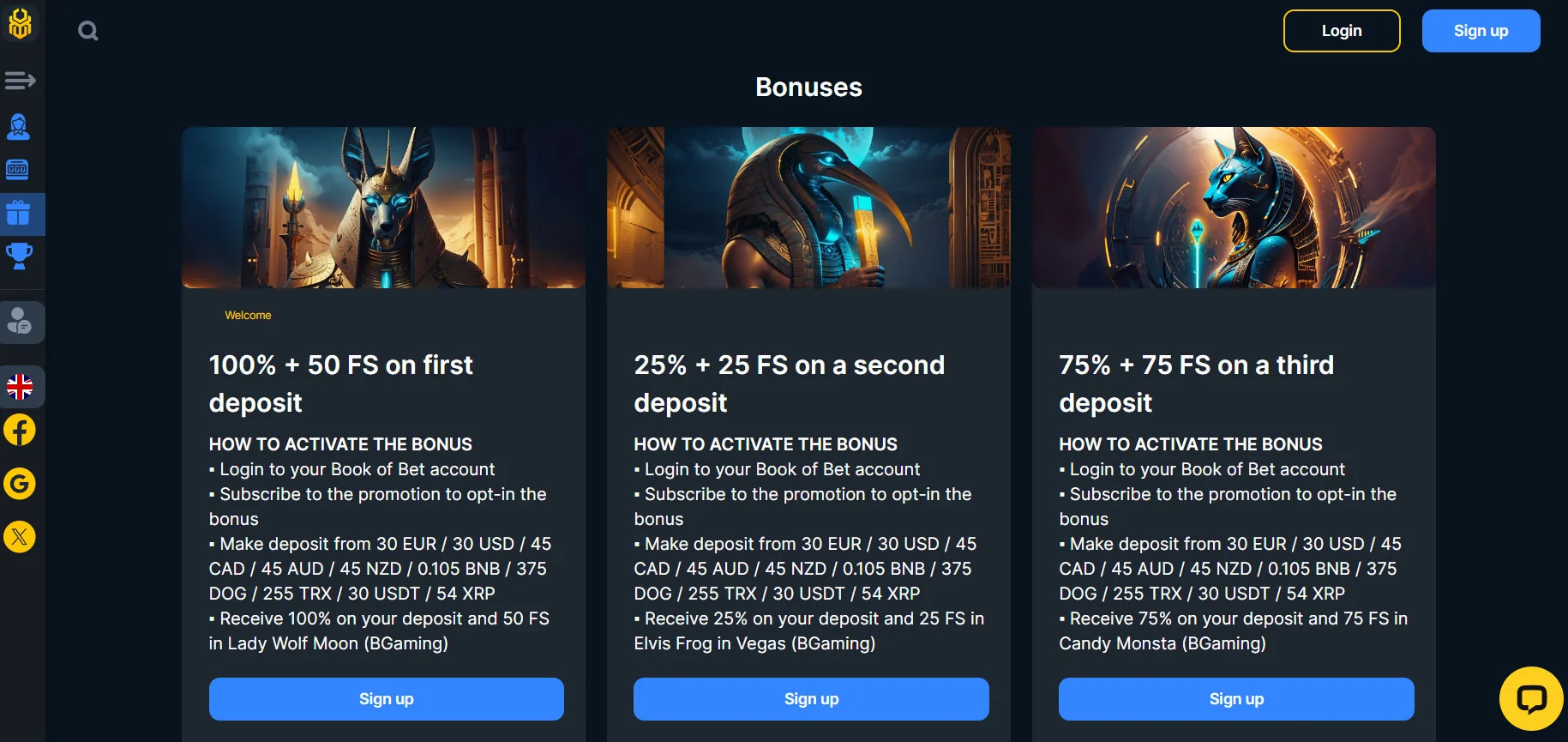 Book of bet Casino Promotions