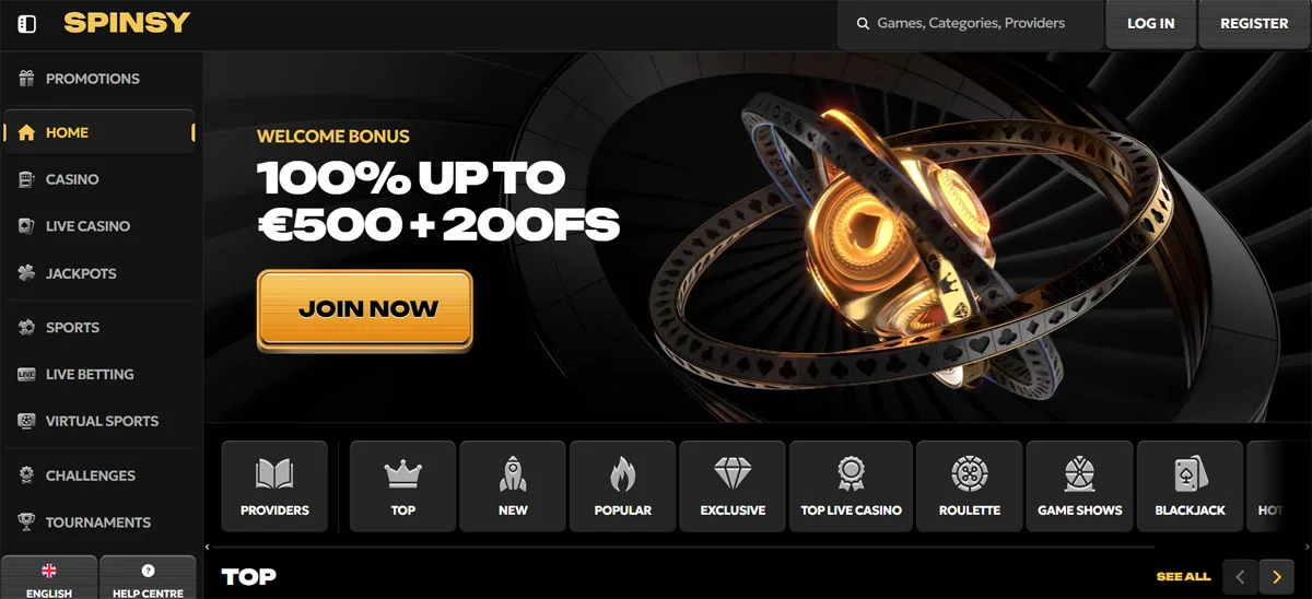 Spinsy-Casino-Homepage