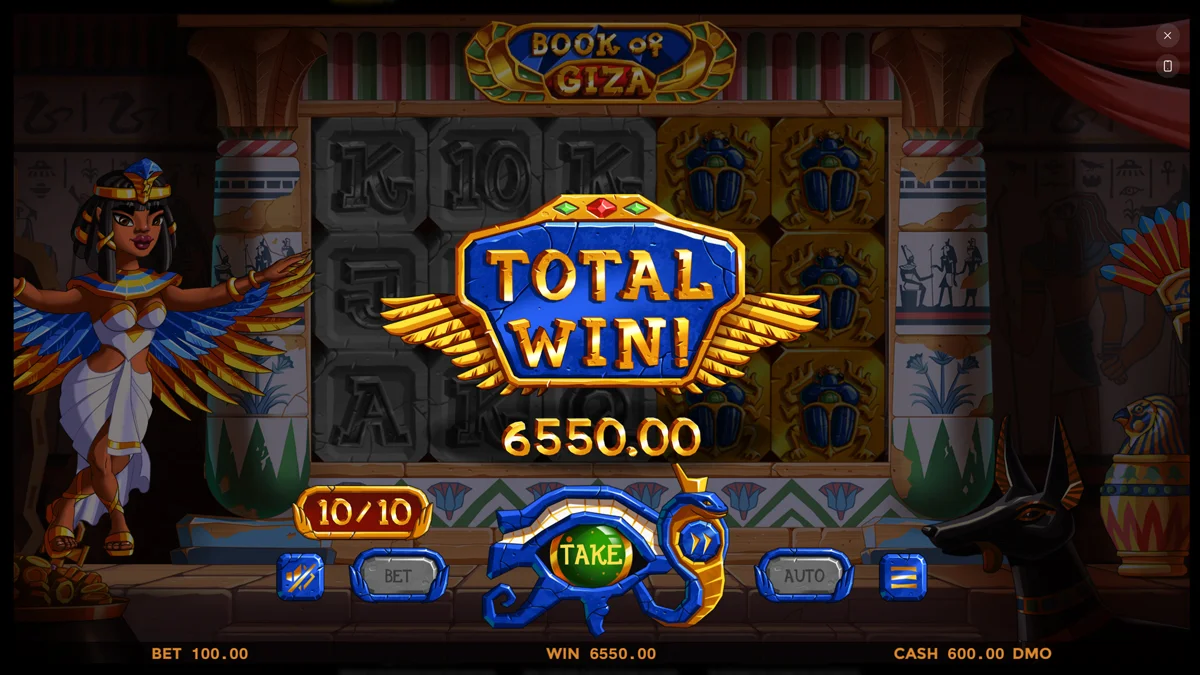 Book of Giza Free Spins Total Win