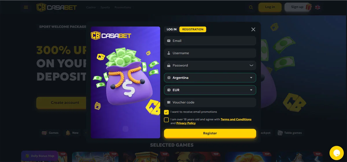 CasaBet Casino Sign Up