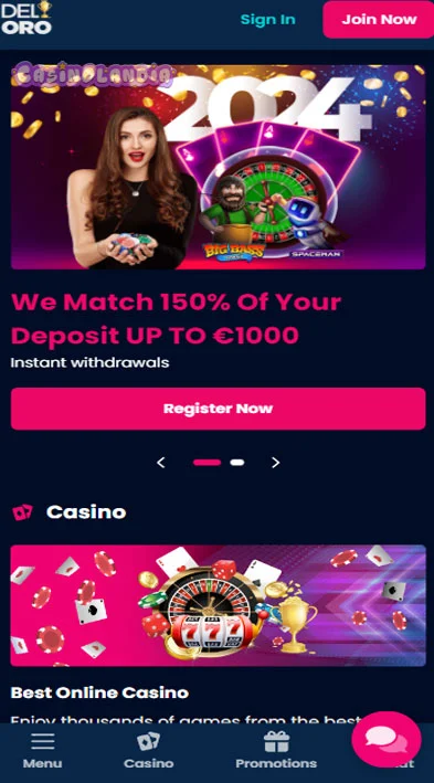 Deloro Casino Mobile View