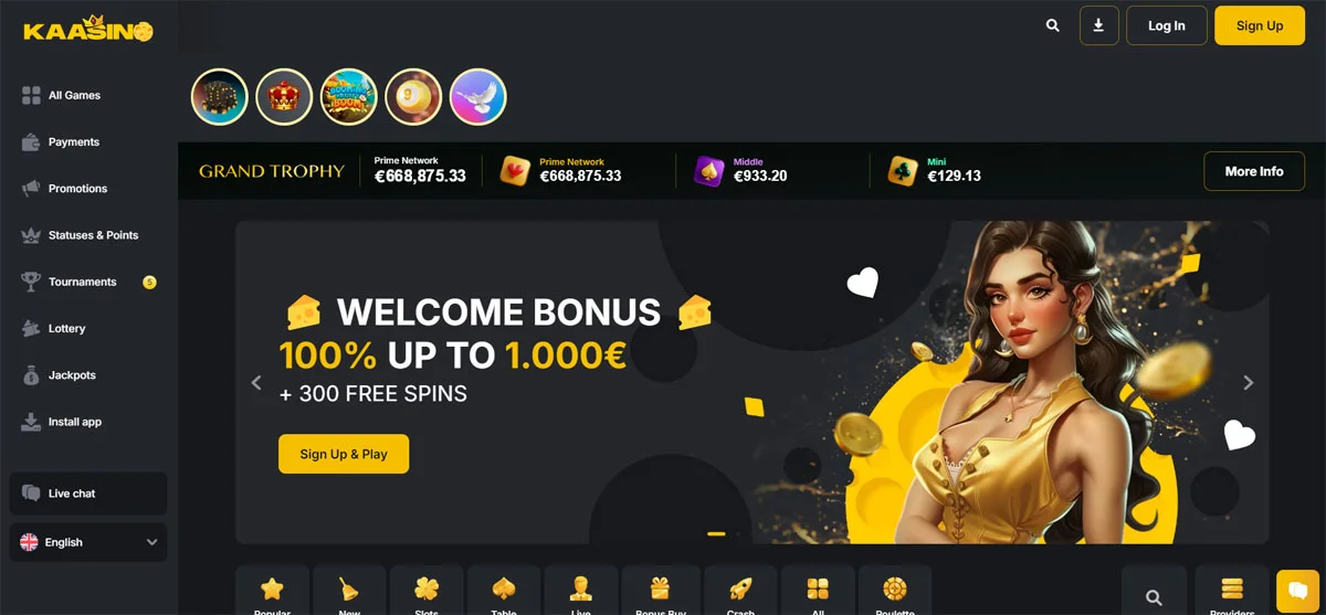 Kaasino Casino Homepage